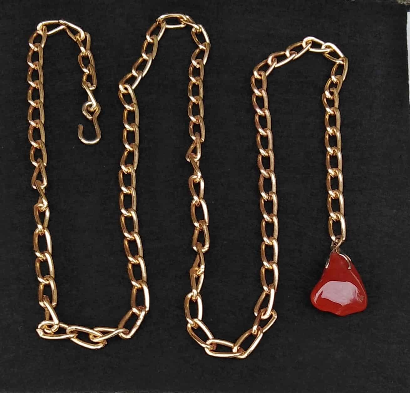 Antique 38” Longguard Muff Chain with Natural Carnelian Fob Pendant